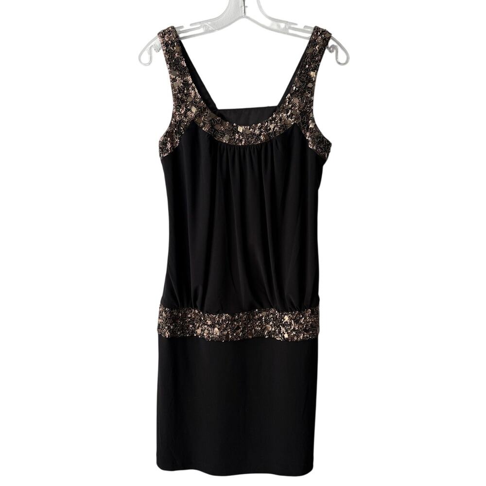 Sue Wong Nocturne Beaded Sequin Black Cocktail Dress Retro Romance Flapper Y2K 8 - Picture 1 of 11